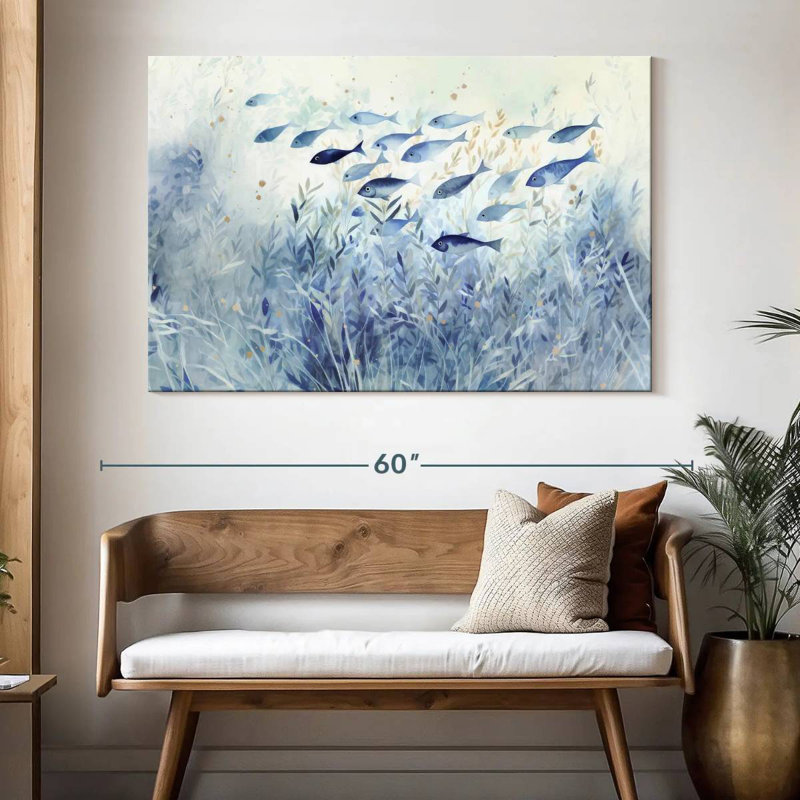 Blue School Of Fish, 34" H x 51" W