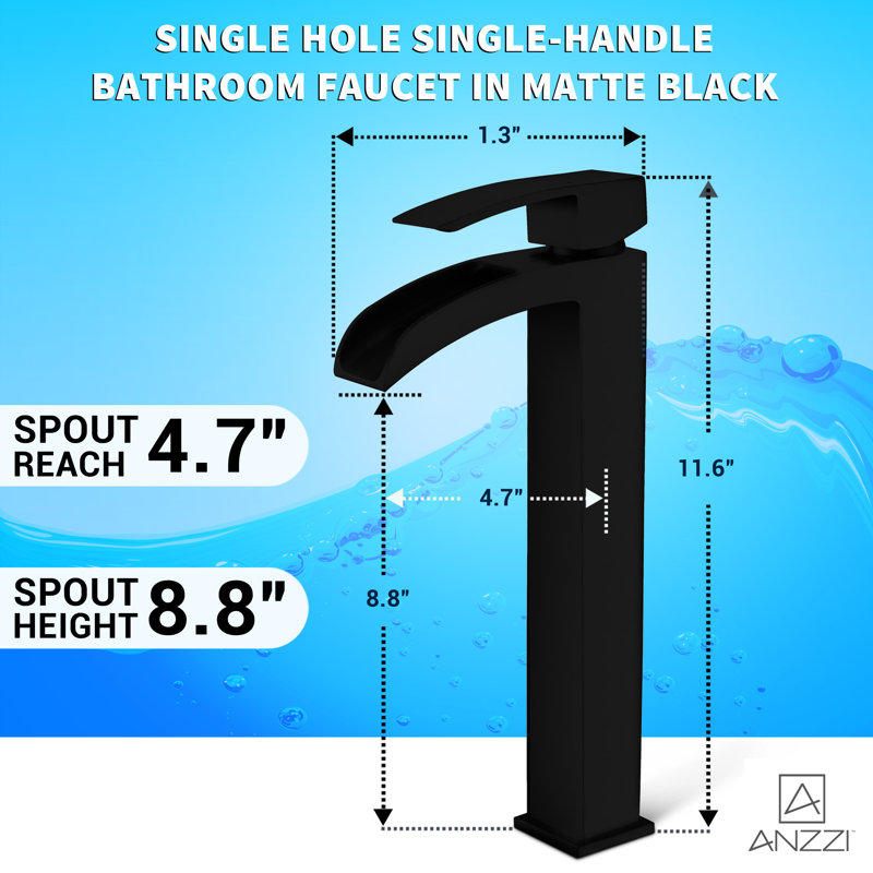 Key Vessel Sink Faucet Single-handle Bathroom Faucet, Matte Black