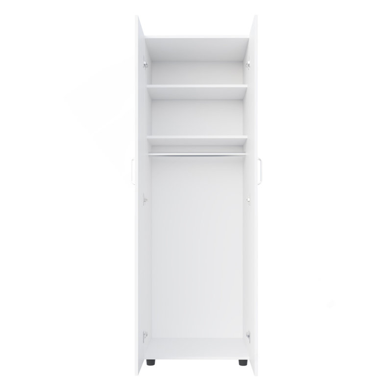 Armoire, armoire à deux portes, deux tablettes, tringle