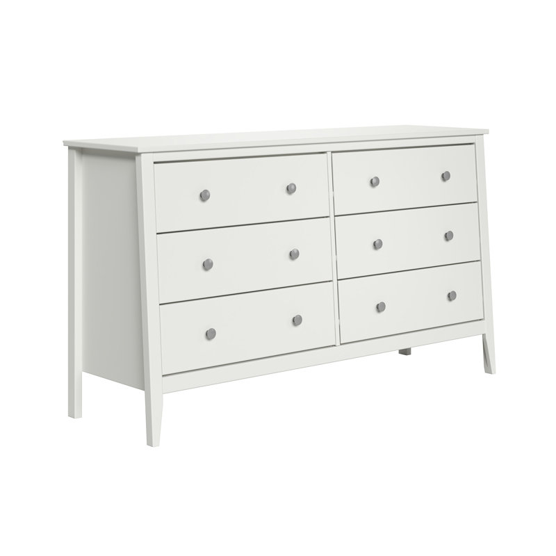  Commode 6 tiroirs en bois massif - Blanc, Blanc