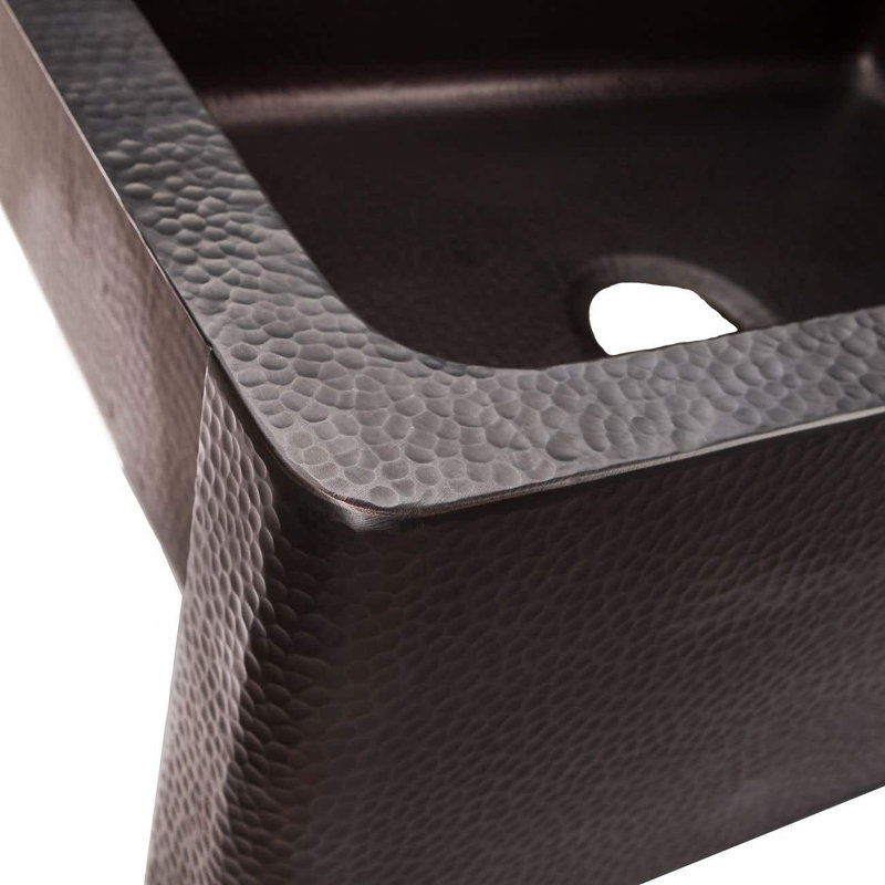 33'' L Single Bowl Copper Kitchen Sink, Dark Copper