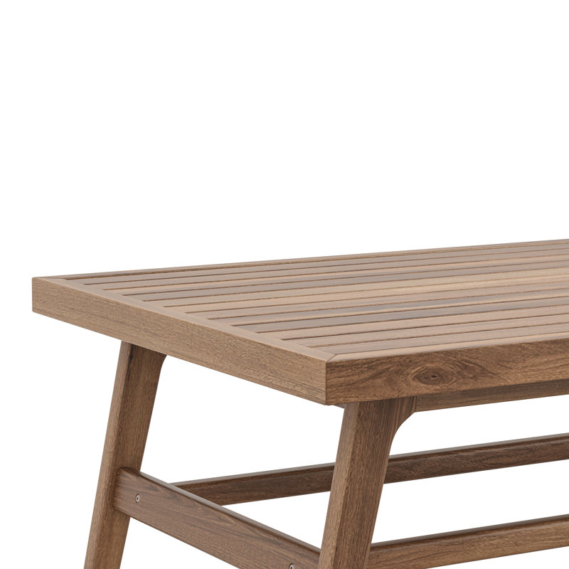 Ensemble d'extérieur 2 pièces en bois d'acacia massif avec canapé et table basse Lyon, Naturel