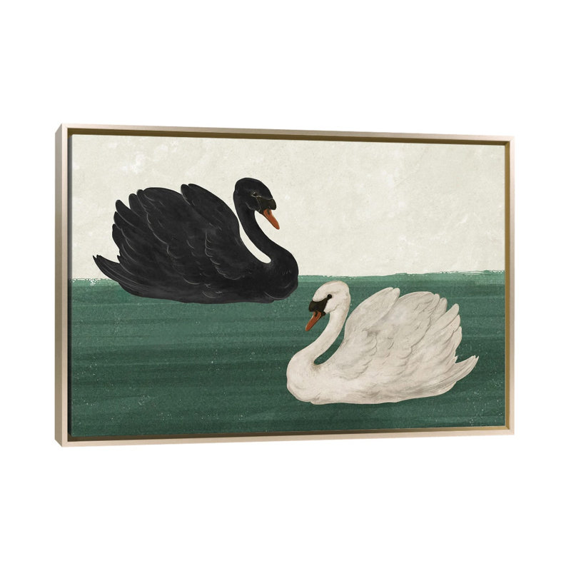 Black Swan White Swan, Champagne Floater Framed, 40'' H x 60'' W