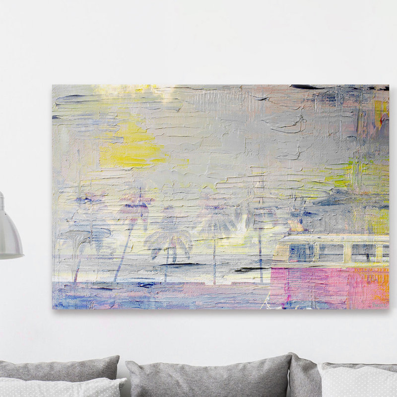 «Palms At Sunset» par Parvez Taj, reproduction d'art sur toile tendue, H 40 po x l 60 po x P 1,5 po