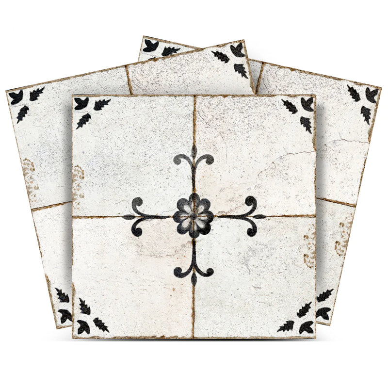 Carreau de mosaïque en vinyle 12 po x 12 po (ensemble de 24), Gris foncé / argenté