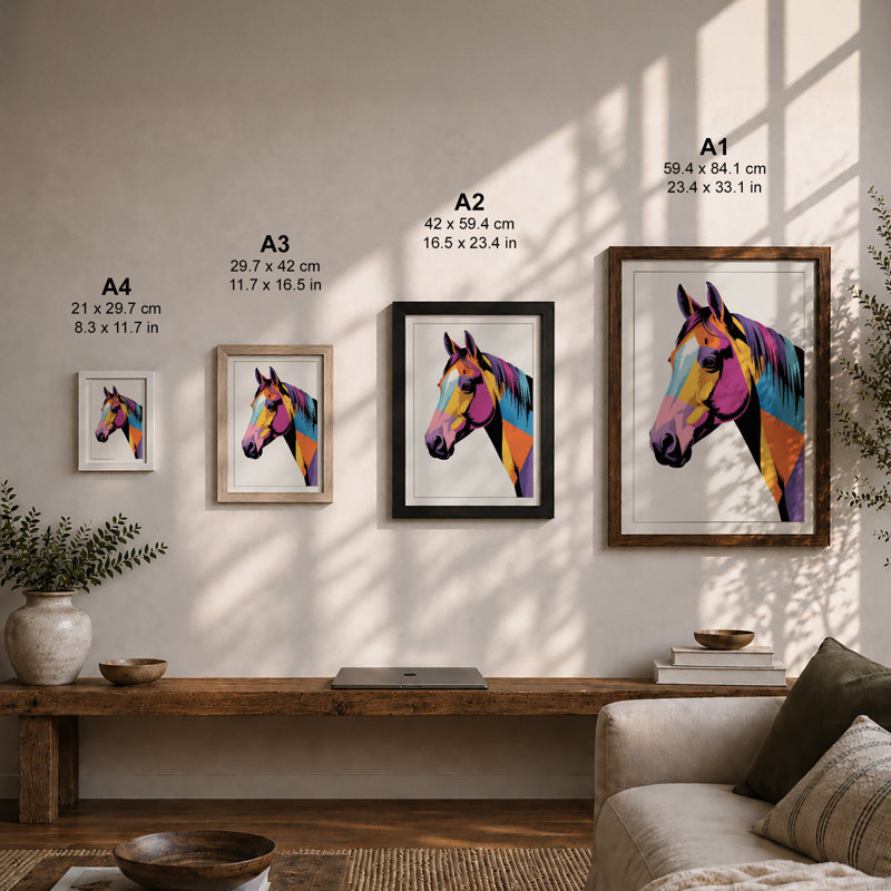 Chromatic Horse Modern - Framed Print, Unframed, A1 - 84.1 x 59.4 cm
