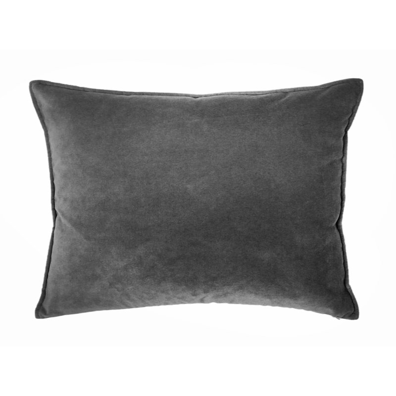 Franklin Washable Velvet Square Pillow Cover & Insert , Graphite, 16"H x 30"W