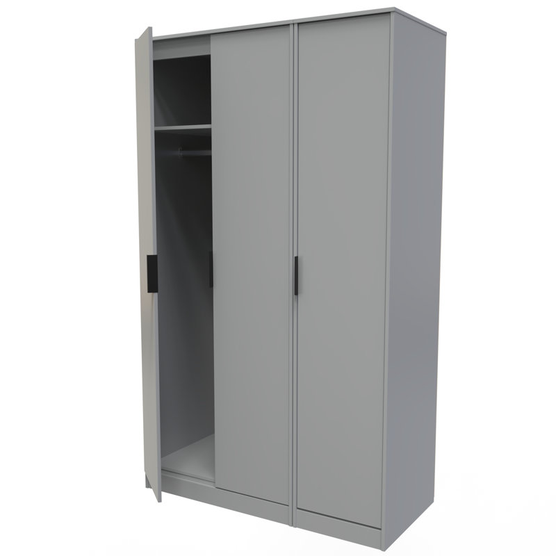 Fully Assembled 2 Door Wardrobe, 127cm H x 77cm W x 53.5cm D, Dusk Grey