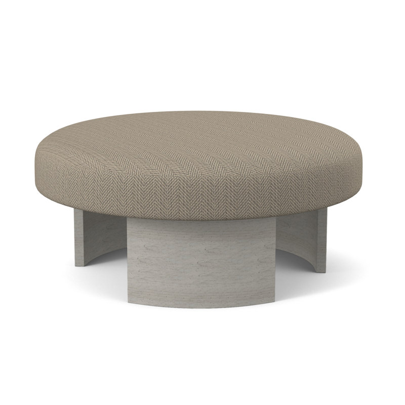 Eclipse Round Ottoman, Bisque, Fizz Ivory 100% Polyester