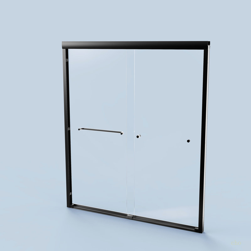 Porte de douche coulissante double semi-sans cadre H 56 po x l 72 po x H 72 po, porte de douche à dérivation, porte en verre trempé épais de 1/4 po (6 mm)
