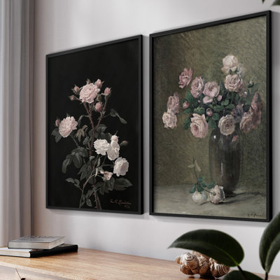 Vintage  Floral XC  -Framed Giclee Print - Set of 2
