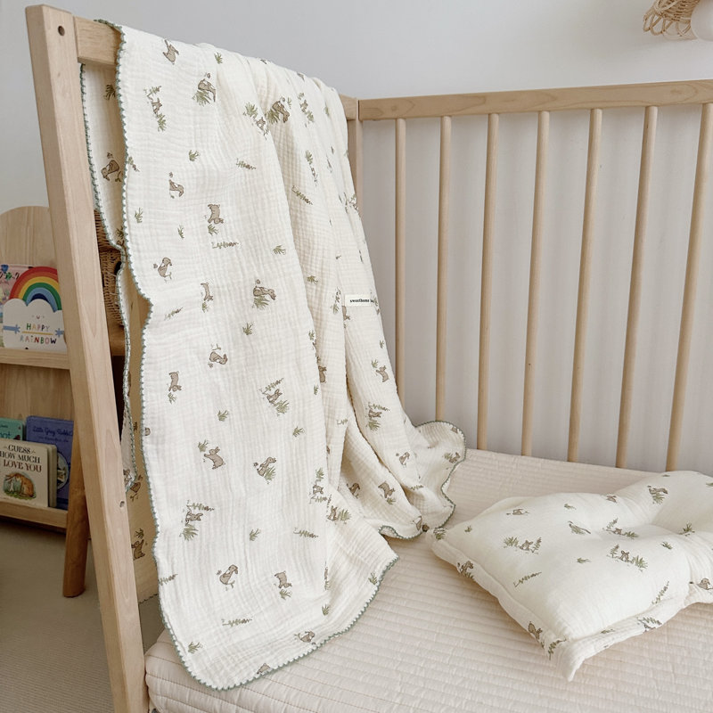 Cute Pattern 2-Layer Muslin Cotton Quilt/Blanket