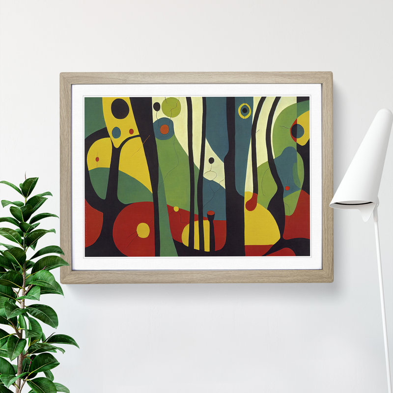 Fantastic Abstract Forest 1 Piece Single Picture Frame Wall Art, 25cm H x 34cm W x 2cm D, Oak