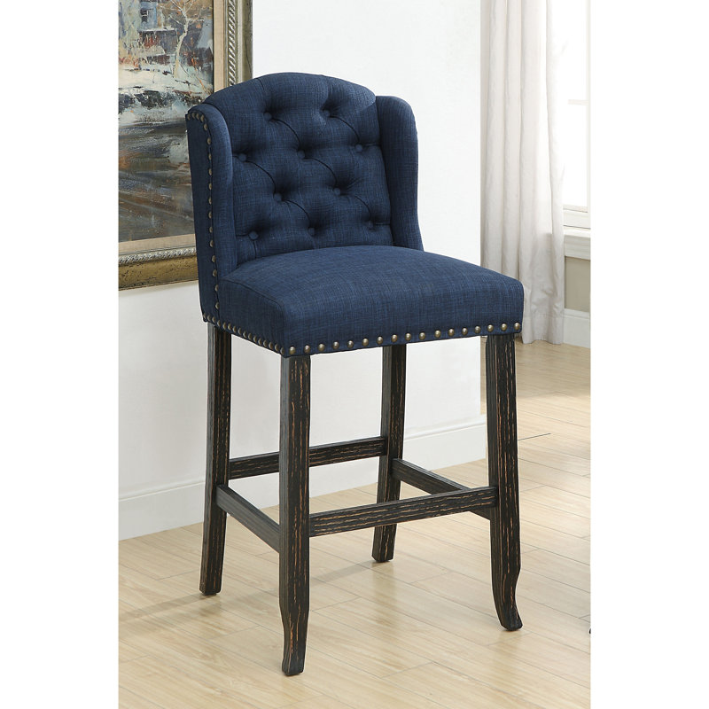 Adler 30'' H Tufted Fabric Upholstered Side Chair, Blue