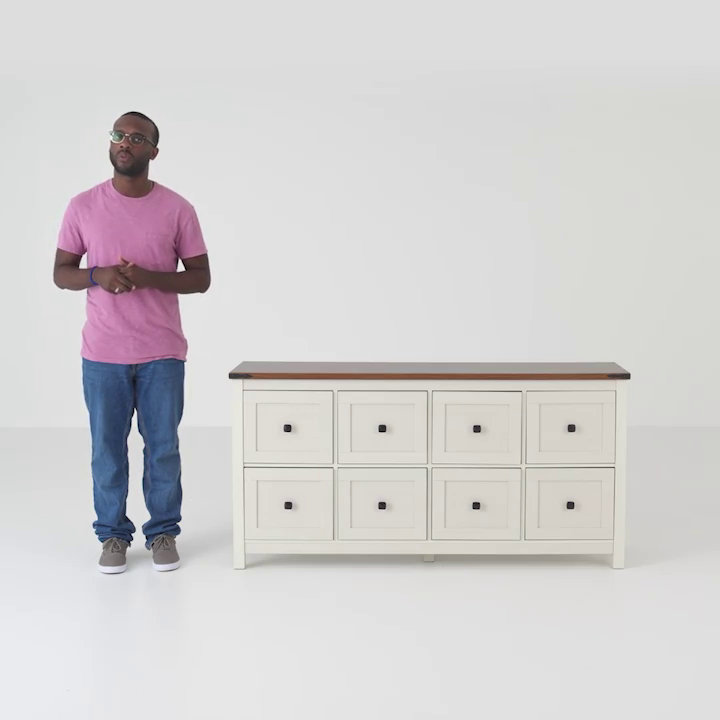 Drawer - 少々難ありDRAWER.ショートスリーブレースブラウス.38.白×ブルー Gracie Oaks Cueto 8-Drawer Double Dresser & Reviews | Wayfair