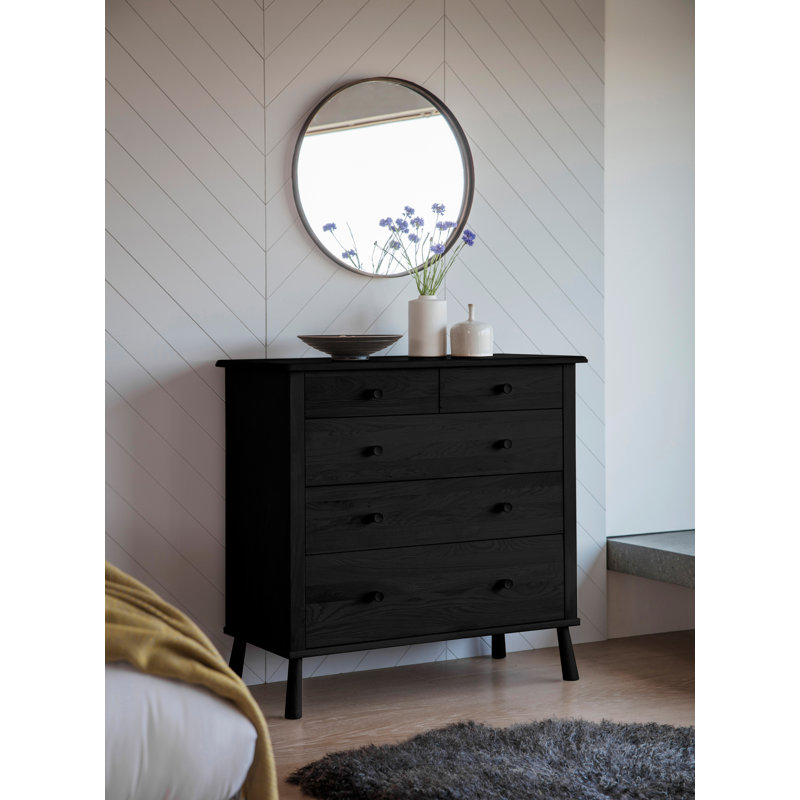 Gulfport Solid Wood 98cm W 5 - Drawer Chest of Drawers