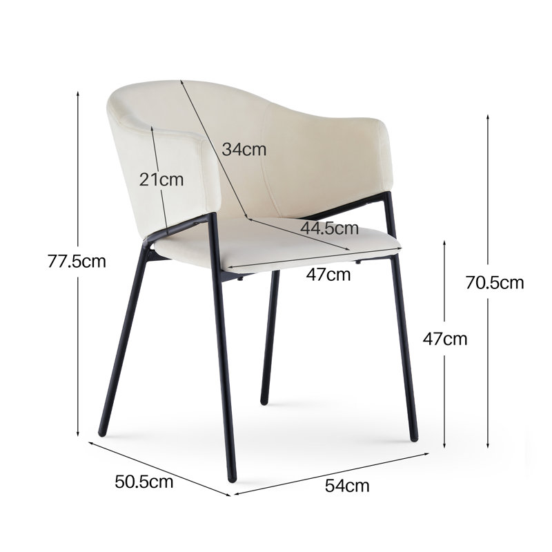 Melany 47cm H Velvet Upholstered Metal Armchair, Beige