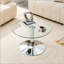Table basse ronde en verre trempé - Base en métal argenté-1361659946