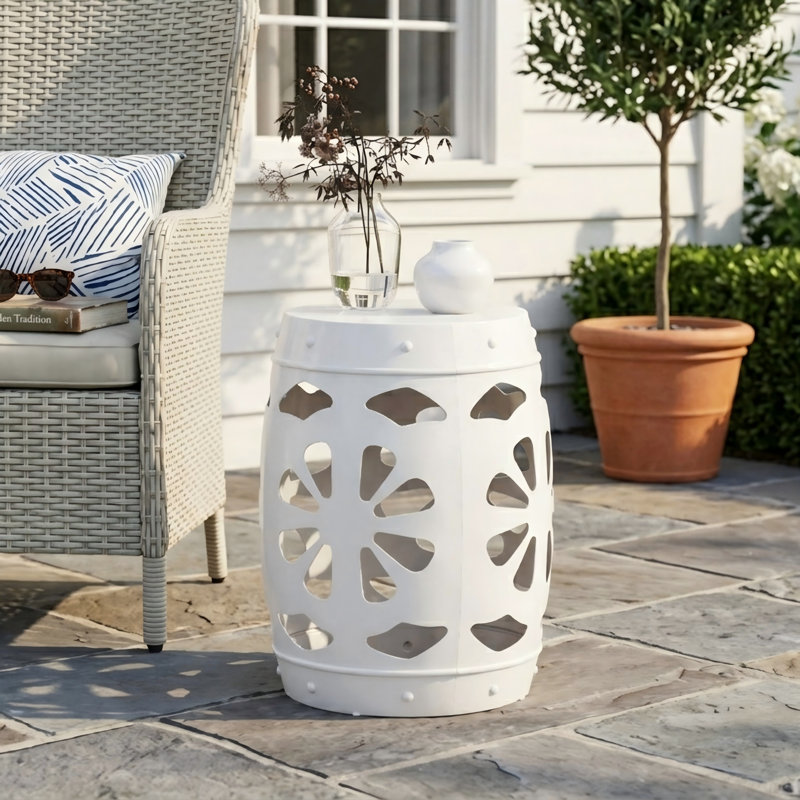 Table de bout en métal - Grand, Blanc