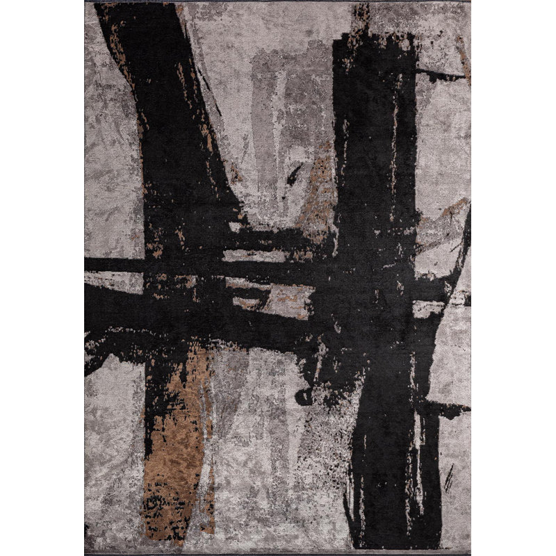 Razaan Abstract Hand Loom Indoor / Outdoor Area Rug, Rectangle 5'3" x 7'6"