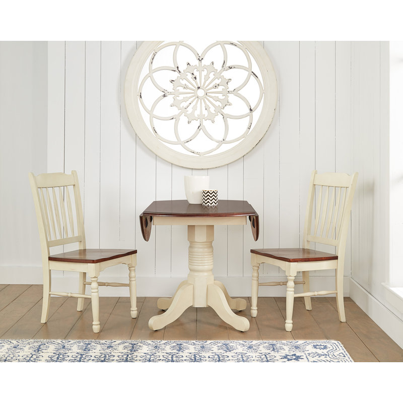 Letizia 5-piece Solid Rubberwood Pedestal Dining Set in Merlot-Buttermilk, Merlot and Buttermilk