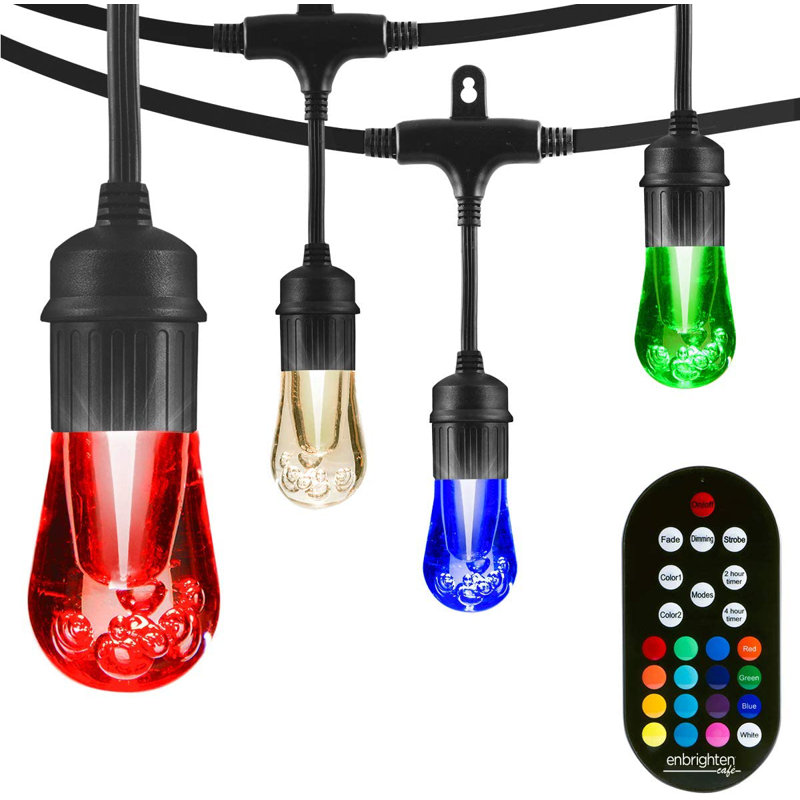 24ft Black Outdoor Color-Changing Acrylic LED String Lights