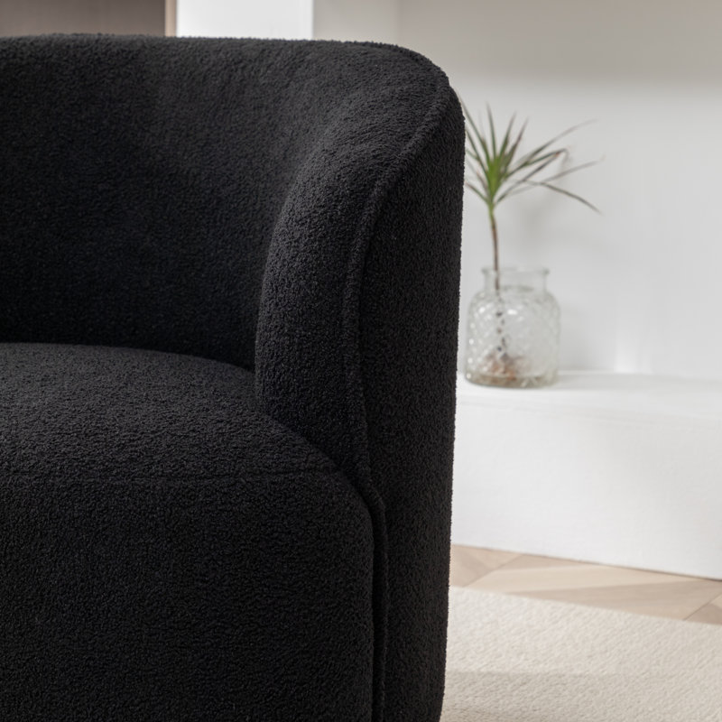 Fauteuil demi-tonneau pivotant Jalena, Polyester noir
