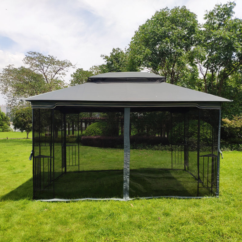 Outdoor Patio Gazebo Canopy Tent With Ventilated Double Roof And Mosquito Net(Detachable Mesh Screen On All Sides),Suitable For Lawn, Garden, Backyard And Deck