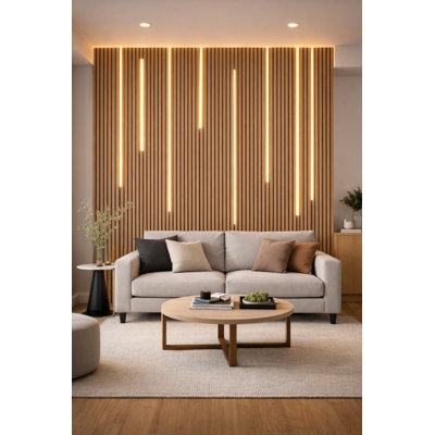2pc x 94.4" x 23.63" 3D Acoustic/Sound proof Wood Look Slat Wall Panels