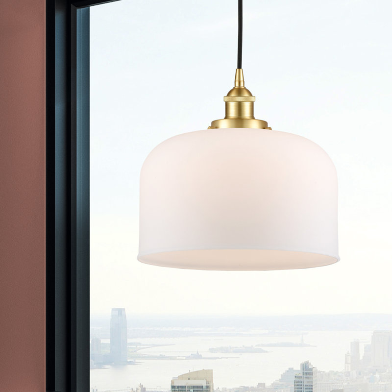 Bostonia 1 - Light Single Pendant, White, 11.75" H x 12" W x 12" D, Satin Gold