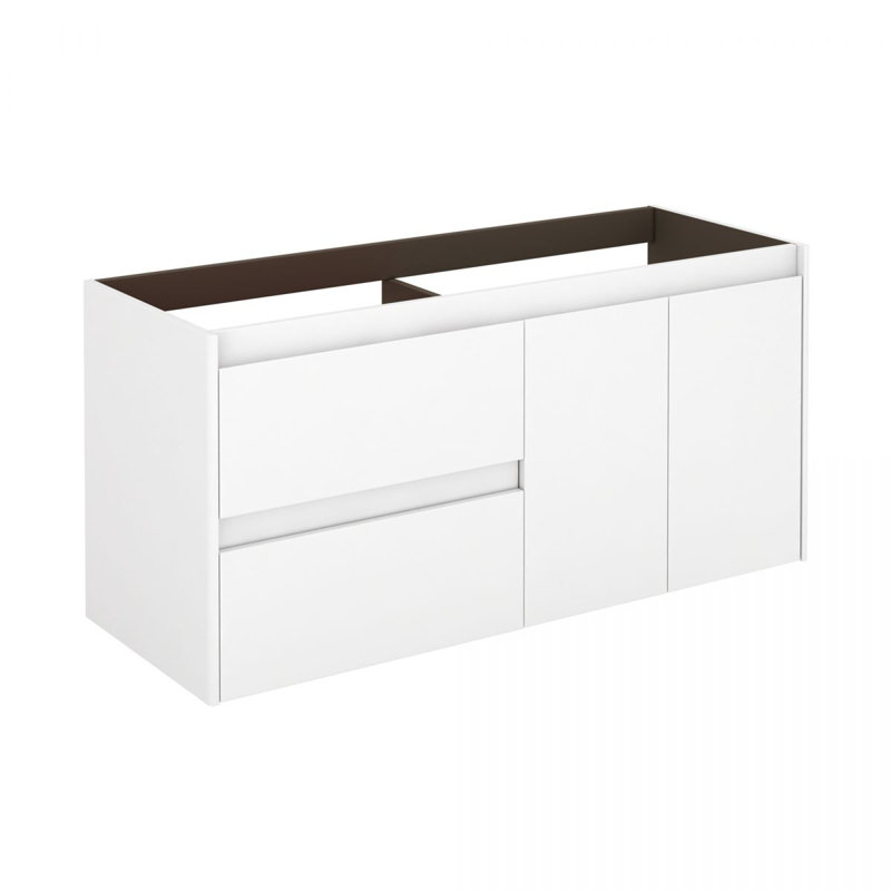 Gloss White Wall-Mounted Double Vanity Set with Mirror