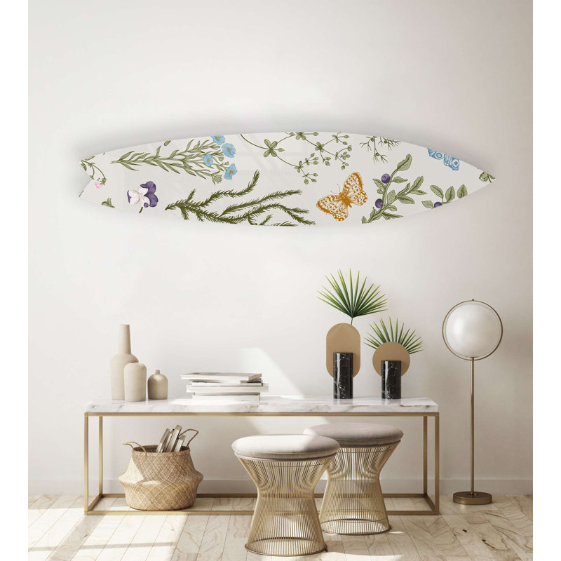 Planche de surf Herbes et fleurs sauvages - Art audacieux sans cadre