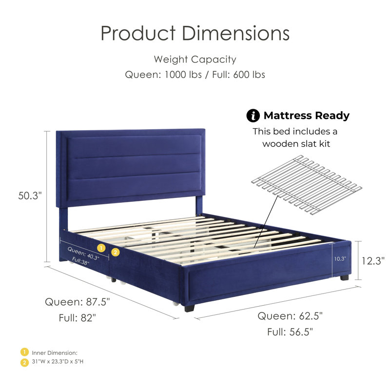 Upholstered Platform Storage Bed, null, null