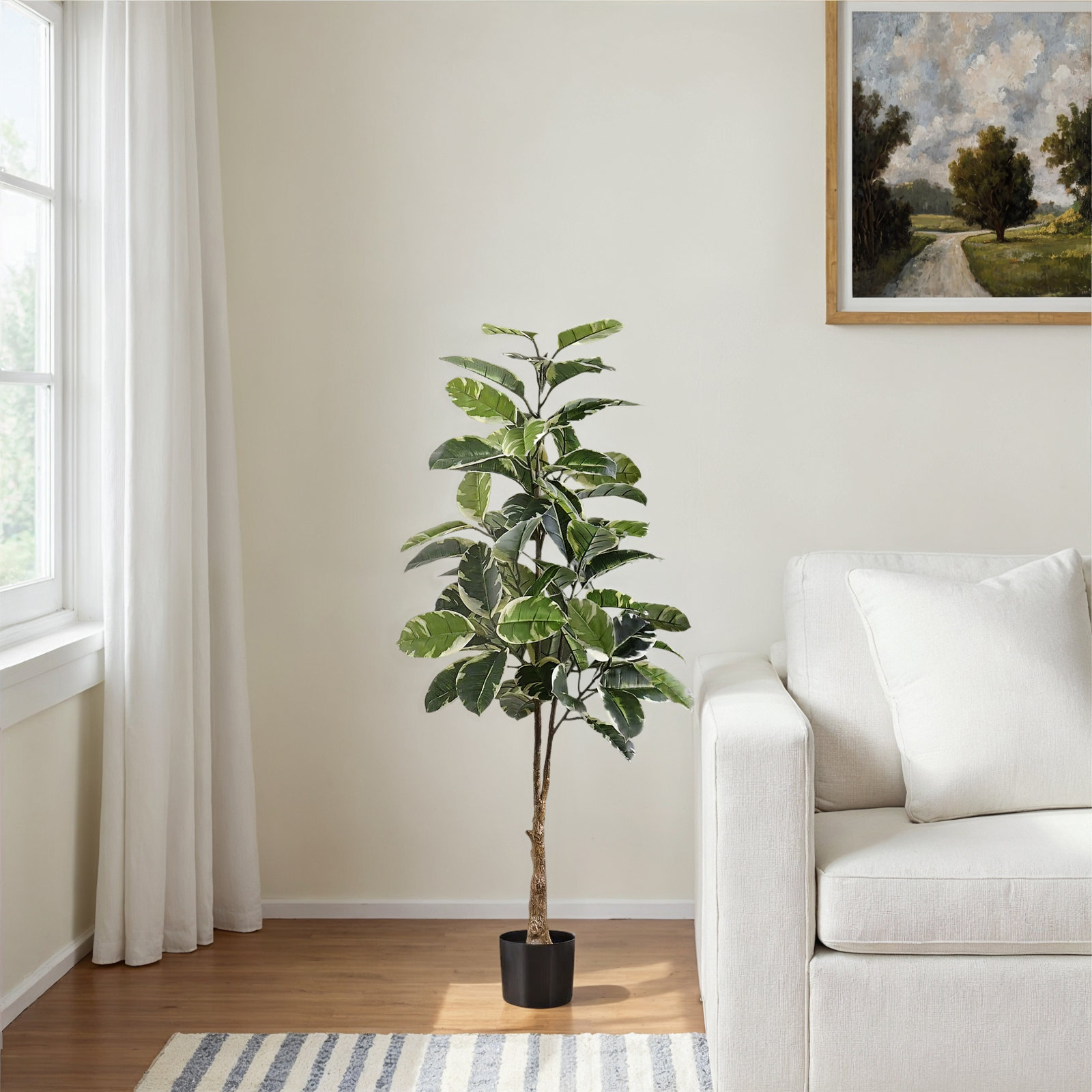 52'' Faux Rubber Tree Tree in Polyethylene (Pe) Pot