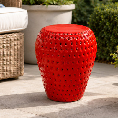  Chemr 13.4" Strawberry Fruit Resin Patio Stool Side Table