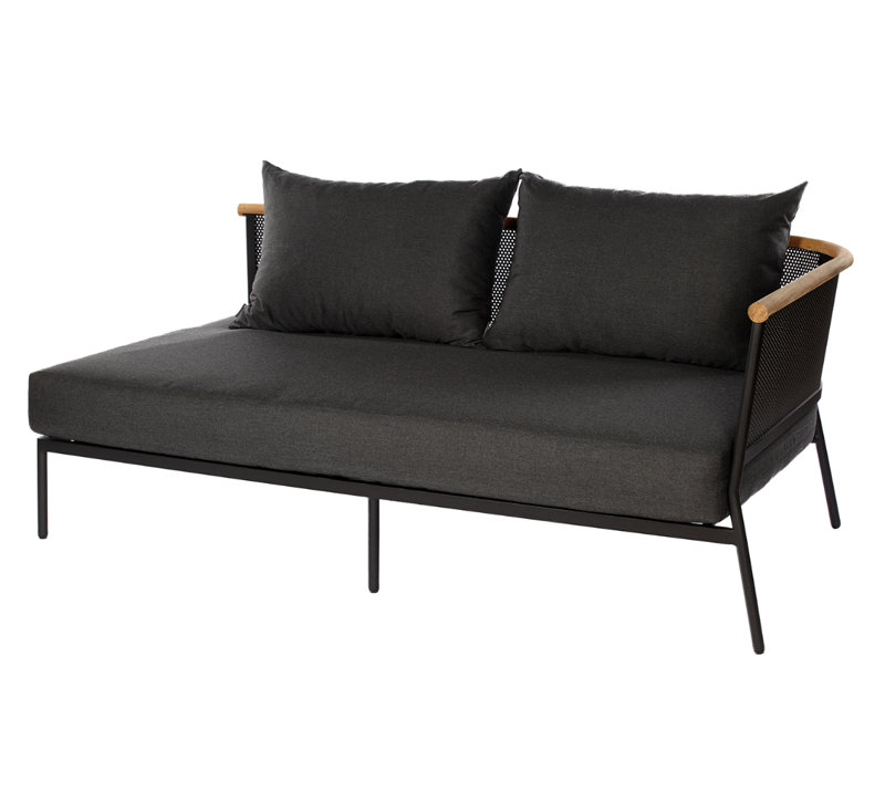 Riad 73'' Wide Powder Coated Aluminum Patio Sectional with Cushions, Panamone Green, Pastel Green, Right