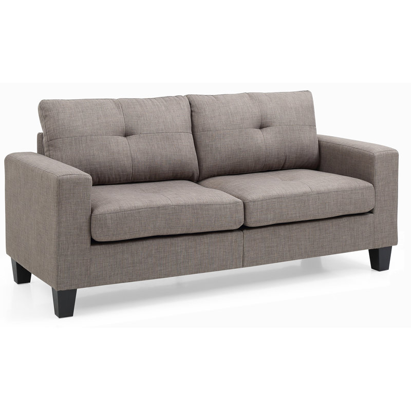 Vegas Square Arm Sofa, Gray Faux Leather