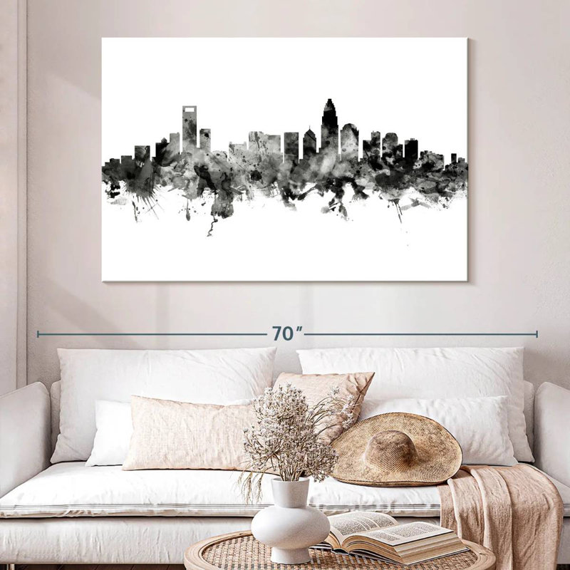 Charlotte North Carolina Skyline II, H 34 po x l 51 po