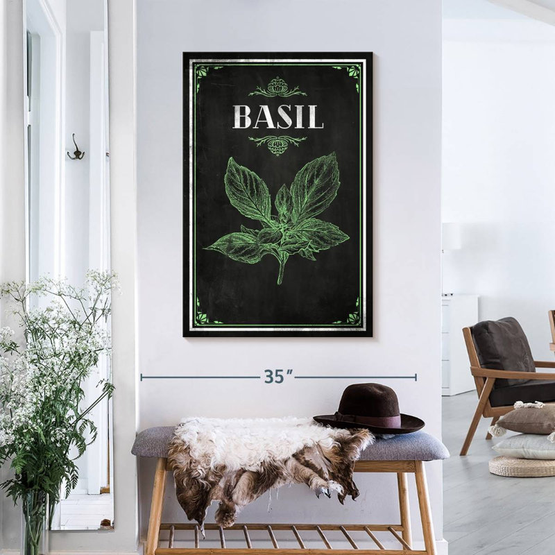 Basilic frais sur toile, H 36 po x l 24 po x P 1,25 po
