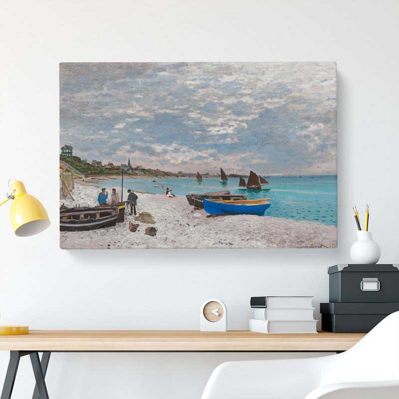 The Beach At Sainte-Adresse by Claude Monet - Wrapped Canvas Painting, 50cm H x 76cm W x 3cm D