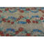 Tapis bleu bohème, tapis 4,7 x 8,3 pi, tapis turcs, tapis aztèque, tapis rétro