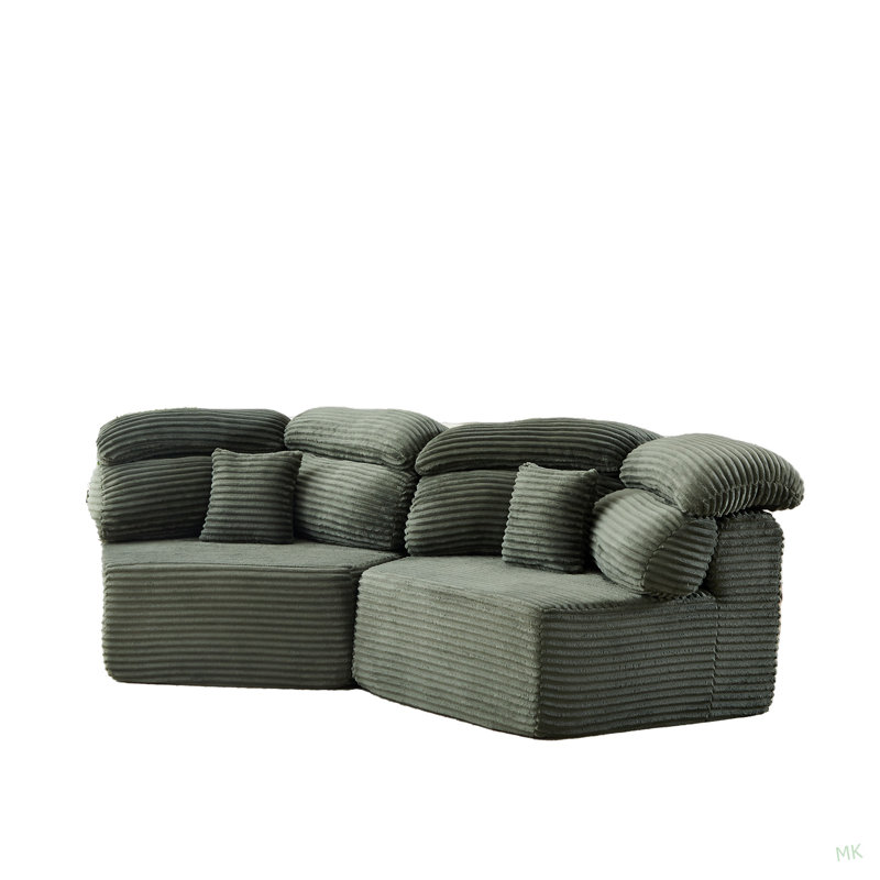 Méridienne moderne de 53 pouces de couleur crème, canapé modulaire avec coussin décoratif