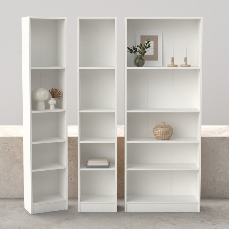 Darwen 3-Piece 80"H 5-Shelf Bookcase Set - Wide Bookcase and Narrow Bookcases Set of 2