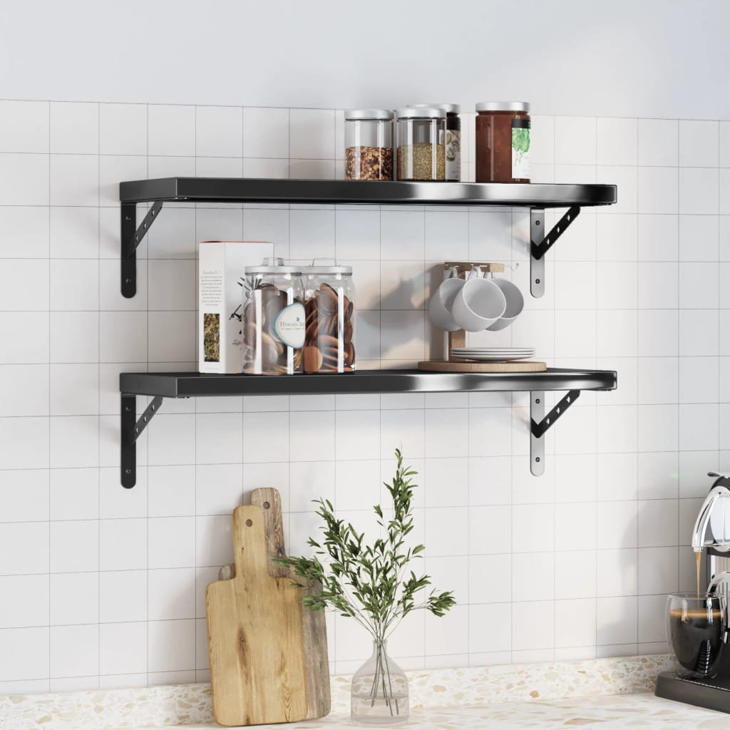 Latitude Run Wall Shelves 2 Pcs Stainless Steel