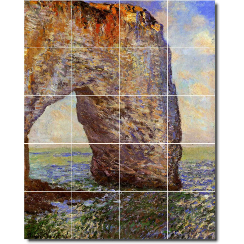 Carreau de céramique décorative 17 po x 21,25 po 4,25 po x 4,25 po, Peinture au bord de l'eau par Georges Seurat W0832