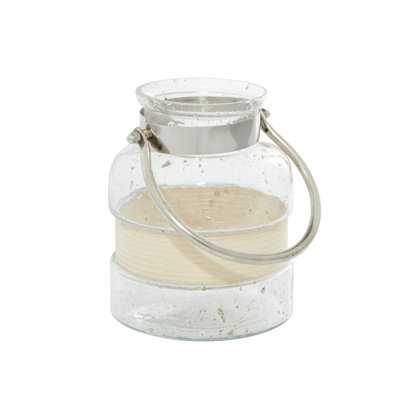 Lanterne porte-bougie en verre transparent