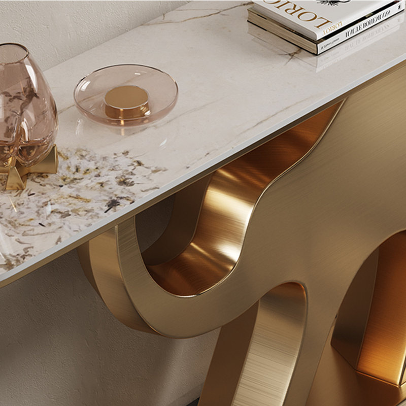 Console en acier inoxydable de style français, H 33,4 po x l 59 po x P 13,7 po