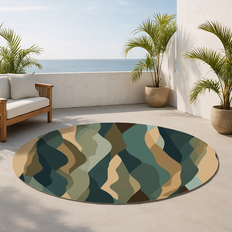 Tapis intérieur et extérieur Ethereal Tides, Rond 5 pi