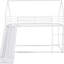 Lit superposé simple au-dessus d'une maison avec glissade, blanc - Fabrication en métal robuste pour l'espace et l'utilisation de la chambre à coucher-1493502287