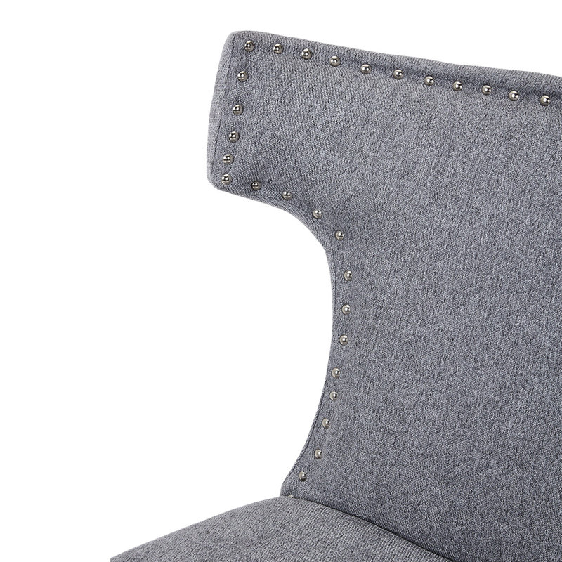 Set of 2 Linen Upholstered Side Chair in Grey